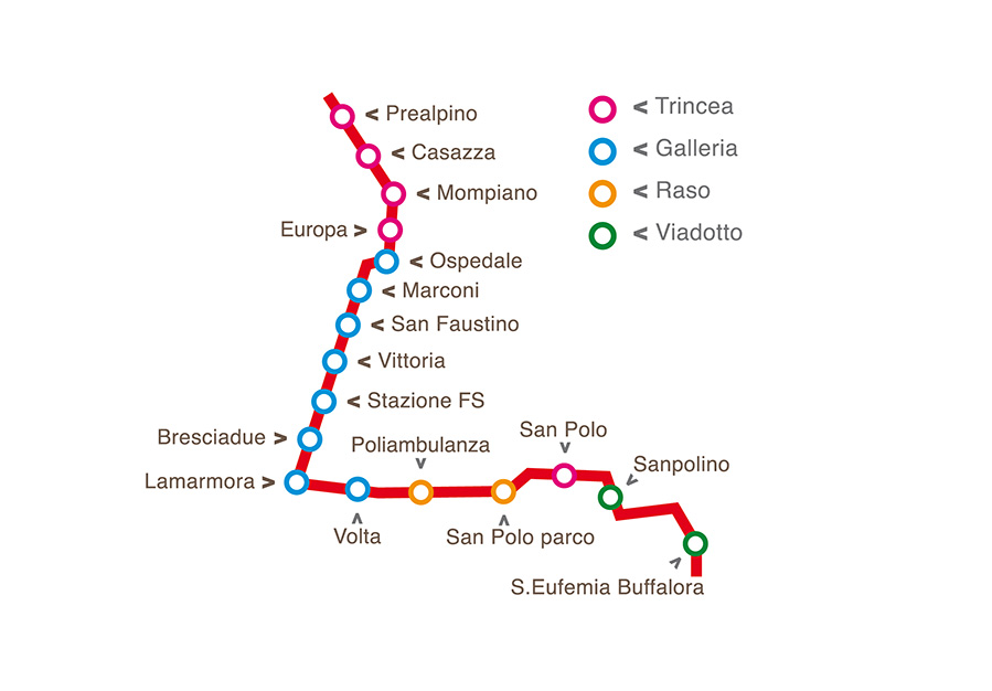 Stazioni metro Brescia mappa credits bresciainfrastrutture