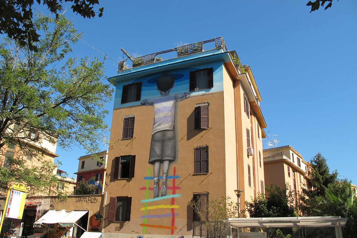 Street Art Roma - Bambino redentore credits Davide Costanzo via Flickr